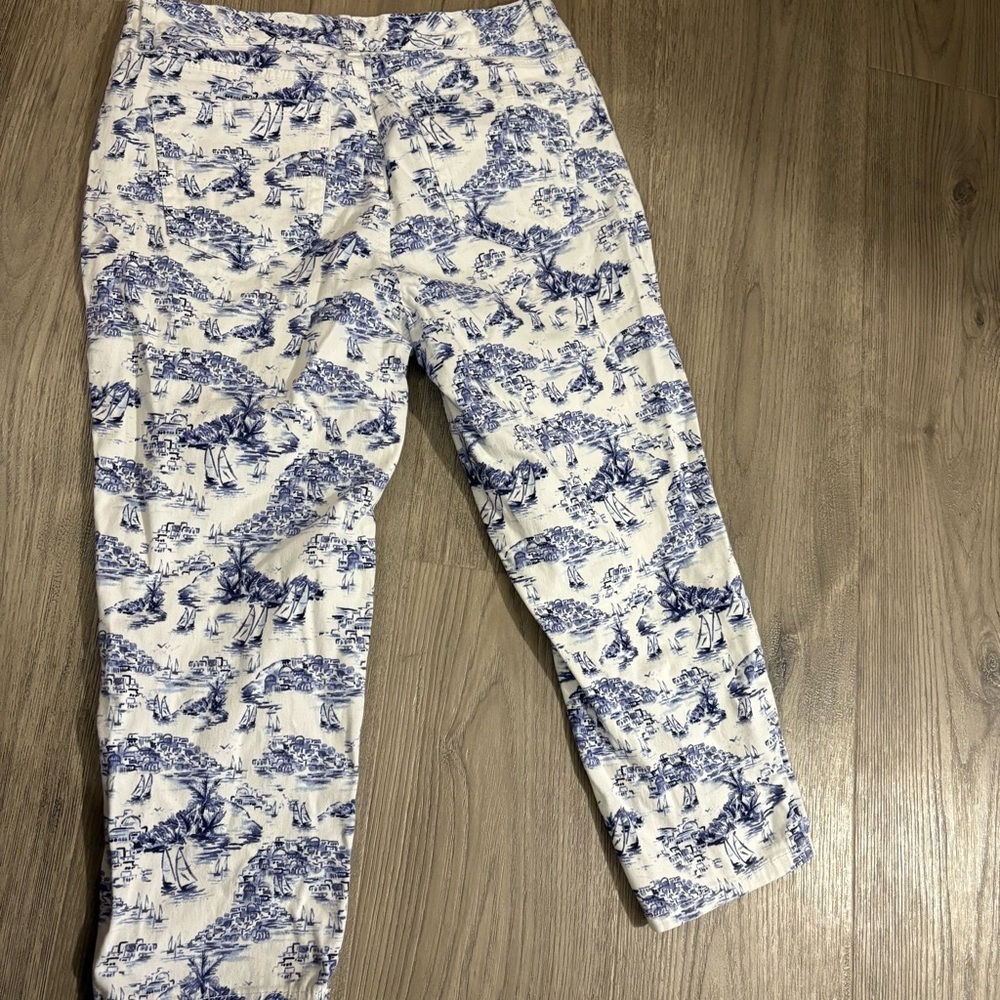 Charter Club Womens Nautical Bristol Capri Pants Jeans Blue White Sz 6P Coastal - Picture 4 of 9